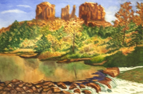  “Sedona Cathedral Rock” by Marie Kline - Advanced Watercolor 2nd Place