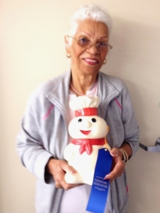 Carmen Malsonado: Doughboy cookie jar-Blue ribbon