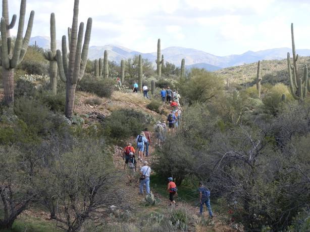 Hiking up the trail